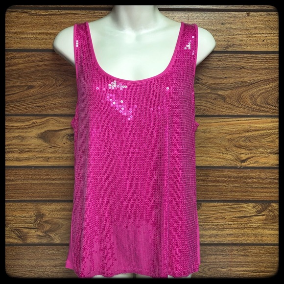 New York & Company Tops - New York & Co raspberry sequined top XL